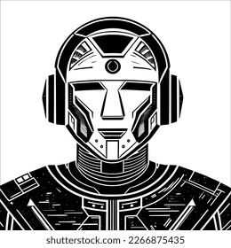 Robot Drawing in Schwarz und Weiß - Fertig für Färbung
