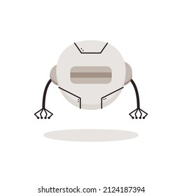 Robot droid with hand and without leg to help human work isolated on white background. Vector illustration futuristic design.