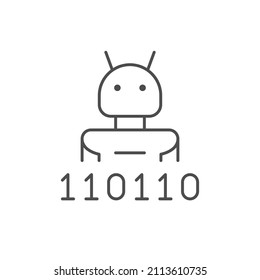 Icono de contorno de línea robada o droid aislado en blanco