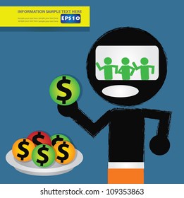Robot eating dollar sign,Vector