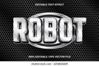 Robot editable text effect, lettering typography font style, silver 3d text for tittle