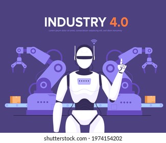 Robot in Efficient smart factory of Manufacturing conveyor, industrial and assembly line with robot arms, automated production equipment, industry 4.0 and technology concept Vector illustration - Powered by Shutterstock - Get 15% off with code: PIKWIZARD15