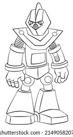 Robot. Element For Coloring Page. Cartoon Style.