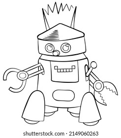 Robot. Element for coloring page. Cartoon style.