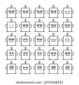 robot emoji icons set vector illustration