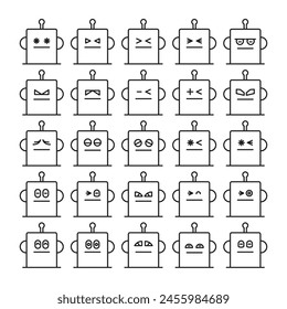 Ilustración vectorial de conjunto de iconos de emoticonos robot
