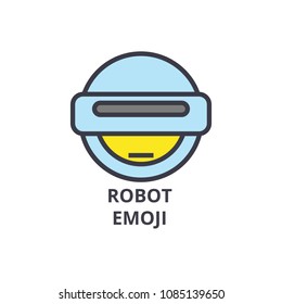 robot emoji vector line icon, sign, illustration on background, editable strokes