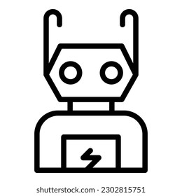 Vector de contorno de icono de energía robótica. Juguete lindo. El futuro de los bots