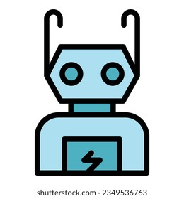 Robot energy icon outline vector. Cute toy. Bot future color flat