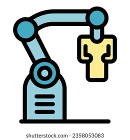 Robot engineer factory icon outline vector. Work machine. Machinery production color flat