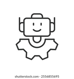 Robot engineering, icon in line design. Robot, engineering, design, technology, automation, innovation, AI on white background vector. Robot engineering, editable stroke icon