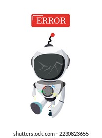 Robot error character vector design. Ai technology website page problem for trouble shoot and maintenance  service. Vector Illustration.
