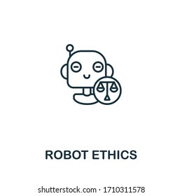 Robot Ethics icon from artificial intelligence collection. Simple line Robot Ethics icon for templates, web design and infographics
