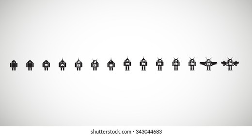 Robot Evolution Icon Set Vector Illustration