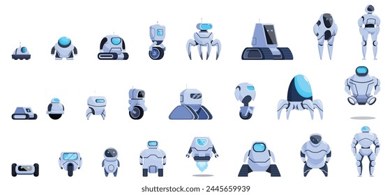 Robot evolution icons set cartoon vector. Smart future. Digital future tech