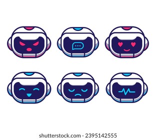 robot expression vector illustration, cartoon collection