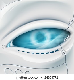 Robot Eye. Mechanical face. Stock vector illustration.