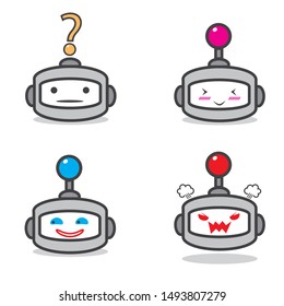 robot face avatar. cute , happy , angry , shy . Chat bot vector icon in simple modern flat style.