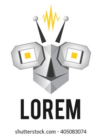 Robot face, bot head, vector logo template