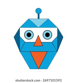 robot face constructed from abstract geomet