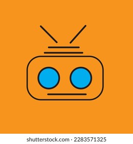 A robot face with a head, eyes, and mouth, often used to represent robotics, artificial intelligence, or futuristic technology.