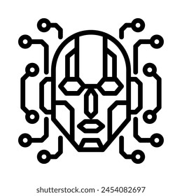 Robot face icon. Concept of Artificial intelligence. Outline style. Isolate on white background.