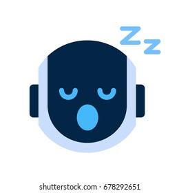 Robot Face Icon Napping Tired Face Emotion Robotic Emoji Vector Illustration
