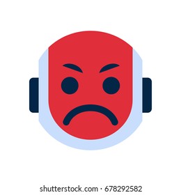 Robot Face Icon Sad Face Dissappointed Emotion Robotic Emoji Vector Illustration