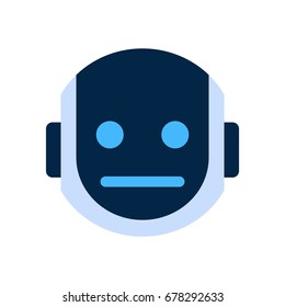 Robot Face Icon Sad Face Dissappointed Emotion Robotic Emoji Vector Illustration