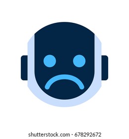 Robot Face Icon Sad Face Dissappointed Emotion Robotic Emoji Vector Illustration