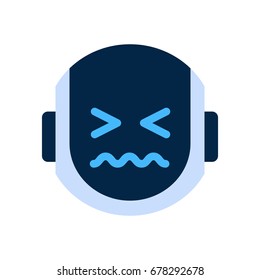 Robot Face Icon Sad Face Dissappointed Emotion Robotic Emoji Vector Illustration