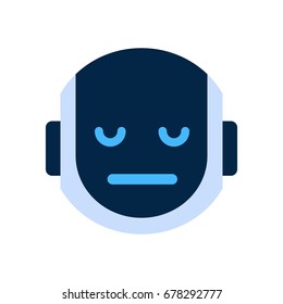 Robot Face Icon Sad Face Dissappointed Emotion Robotic Emoji Vector Illustration
