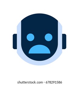 Robot Face Icon Shocked Face Emotion Robotic Emoji Vector Illustration