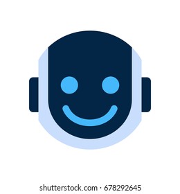 Robot Face Icon Smiling Face Emotion Robotic Emoji Vector Illustration