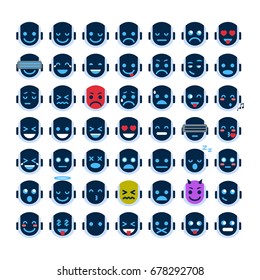 Robot Face Icon Smiling Face Emotion Robotic Emoji Vector Illustration