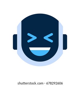 Robot Face Icon Smiling Face Laugh Emotion Robotic Emoji Vector Illustration