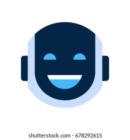 Robot Face Icon Cara sonriente Risa Emoción Robótica Emoji Ilustración vectorial