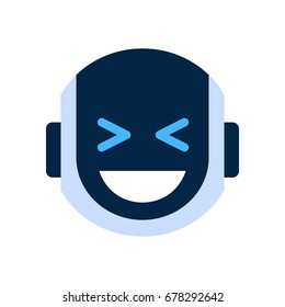 Robot Face Icon Smiling Face Laugh Emotion Robotic Emoji Vector Illustration