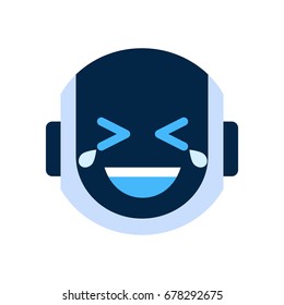 Robot Face Icon Smiling Face Laugh Emotion Robotic Emoji Vector Illustration