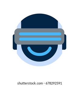 Robot Face Icon Smiling Face Wearing Digital Glasses Emotion Robotic Emoji Vector Illustration