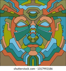 Robot face. illustration to create sketches of tattoos, print on clothes, create icons, design posters and flyers