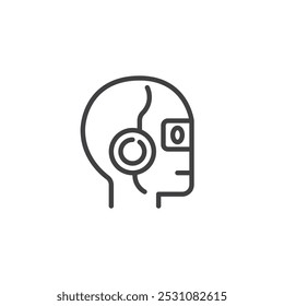Robot Face line icon. linear style sign for mobile concept and web design. Humanoid robot outline vector icon. Symbol, logo illustration. Vector graphics