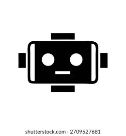 Robot Face Icono de Vector mínimo AI Chatbot Head Negro