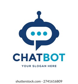 Robot face shaped as a speech bubble with three dots. Suitable for AI assistants, customer support, and chatbots.