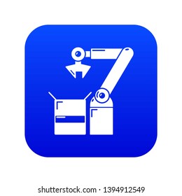 Robot factory icon blue vector isolated on white background
