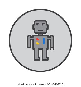 Robot filled outline icon, round colorful vector sign, circular pictogram. Symbol, logo illustration