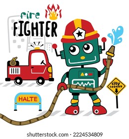 robot the fire fighter funny cartoon