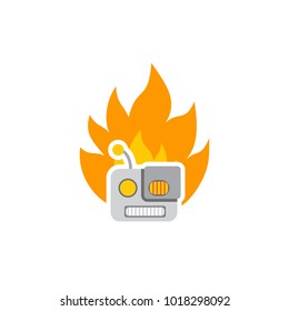 Robot Fire Logo Icon Design