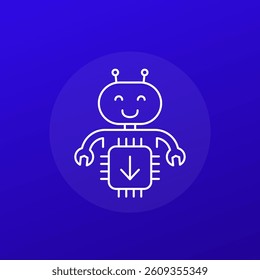 robot firmware update icon, line vector