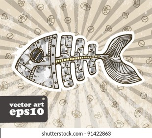 Robot fish skeleton. vector illustration